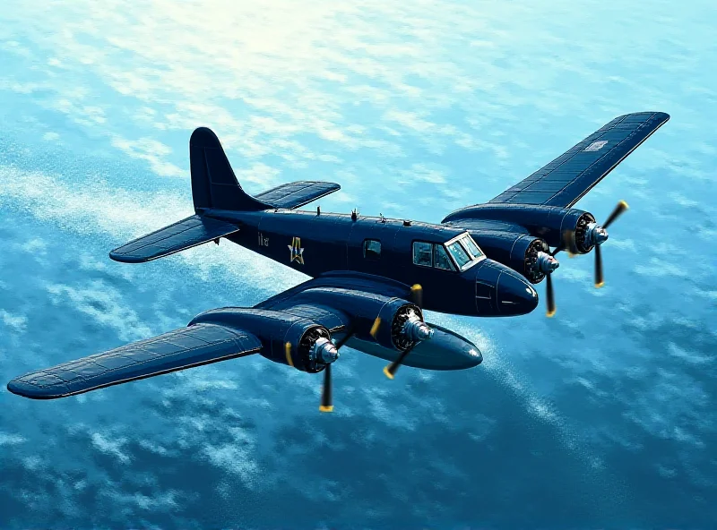 Illustration of a Martin PBM Mariner seaplane flying over the ocean during World War II.