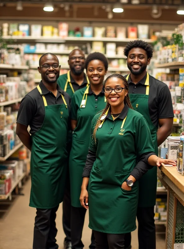 Smiling John Lewis employees standing together in a store, wearing their uniforms.