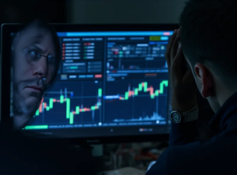 A person analyzes stock charts on a computer screen, highlighting margin calculations and slippage analysis.