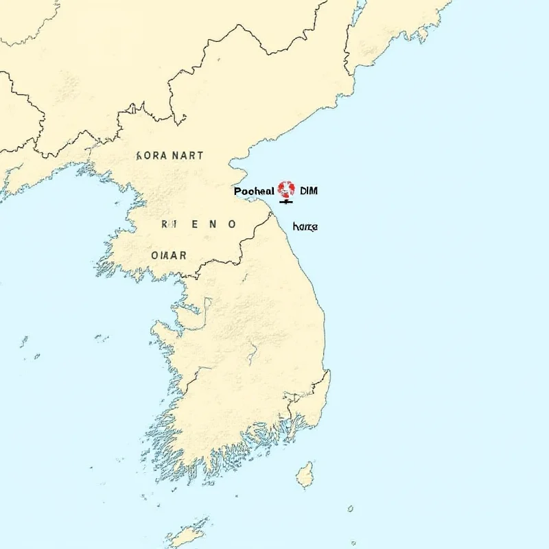 Map of the Korean Peninsula showing Pocheon and the DMZ