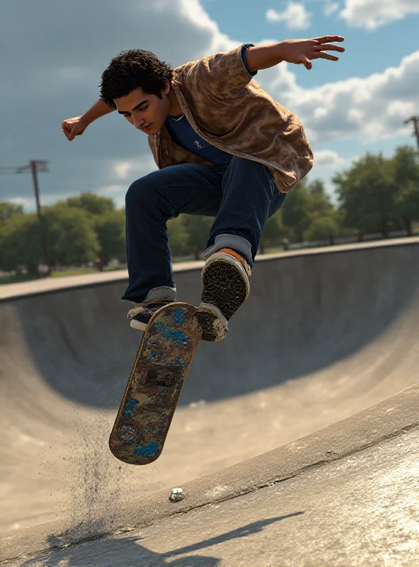 Screenshot from Tony Hawk's Pro Skater 3 + 4, showing a skater performing a trick in a skatepark.