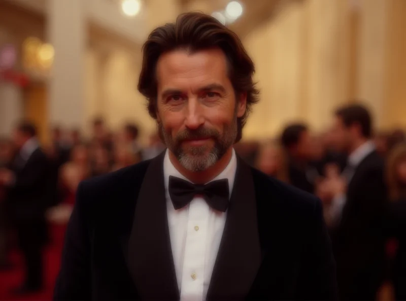 Adrien Brody on the red carpet at the Oscars, looking dapper in a tuxedo.