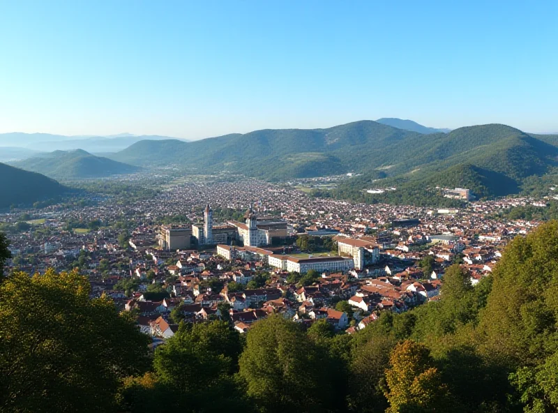 View of Kaiserslautern city center with the Fritz-Walter-Stadion in the background.