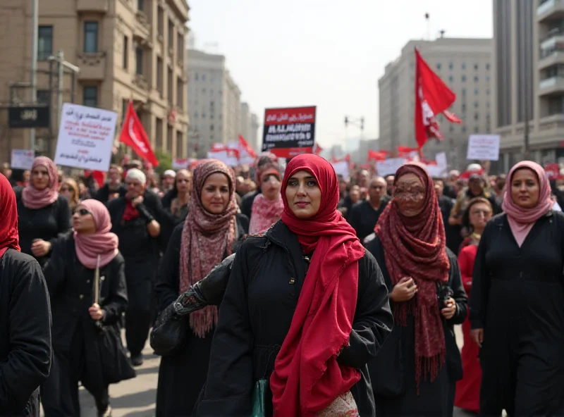 A group of Afghan women protesting in a city street.