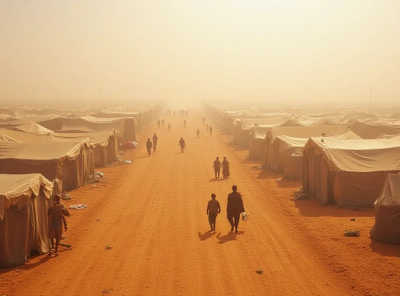 A photograph of the Zamzam refugee camp in Sudan, showing tents and people.