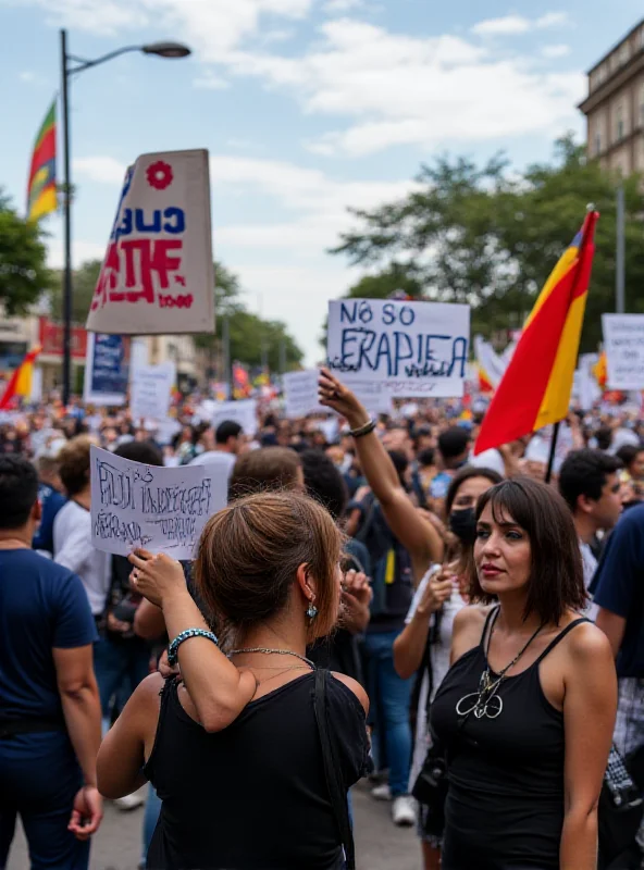 A protest in Nicaragua with people holding signs expressing opposition to the government.