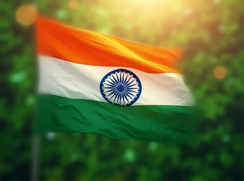 Indian flag with a circuit board overlay symbolizing India's ambition in AI technology.