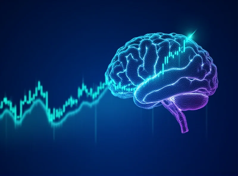 Illustration of a stylized stock chart overlaid with an AI brain graphic, symbolizing AI-powered trading.