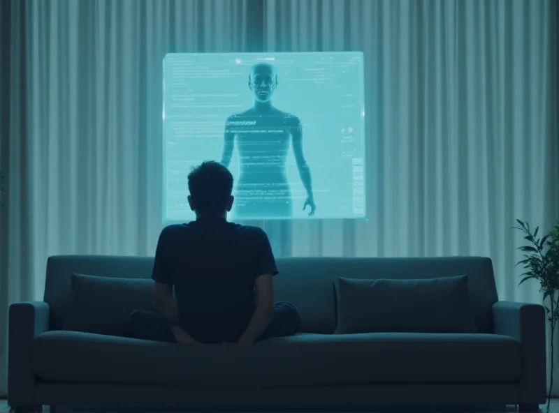 AI companion interacting with a person in a futuristic setting.