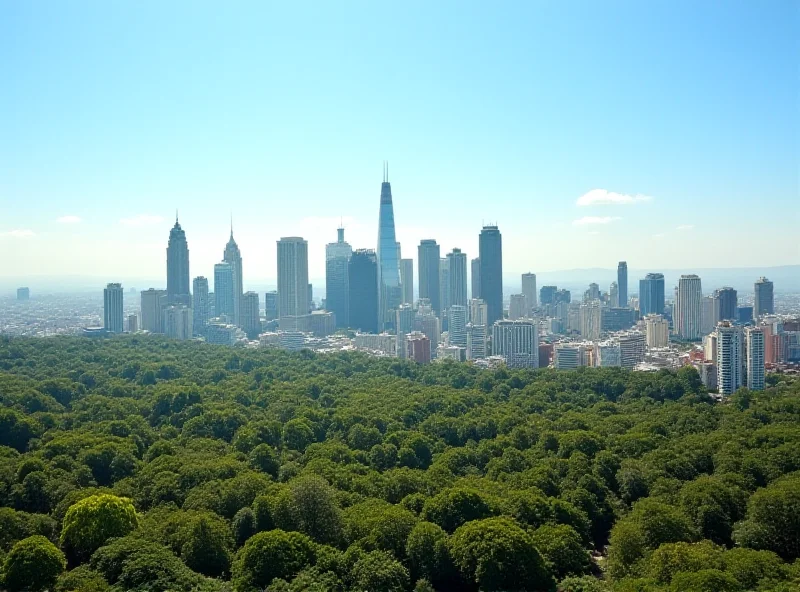 Aerial view of São Paulo cityscape with green spaces