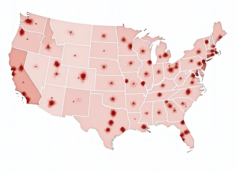 Map of the United States showing AI adoption rates by county.