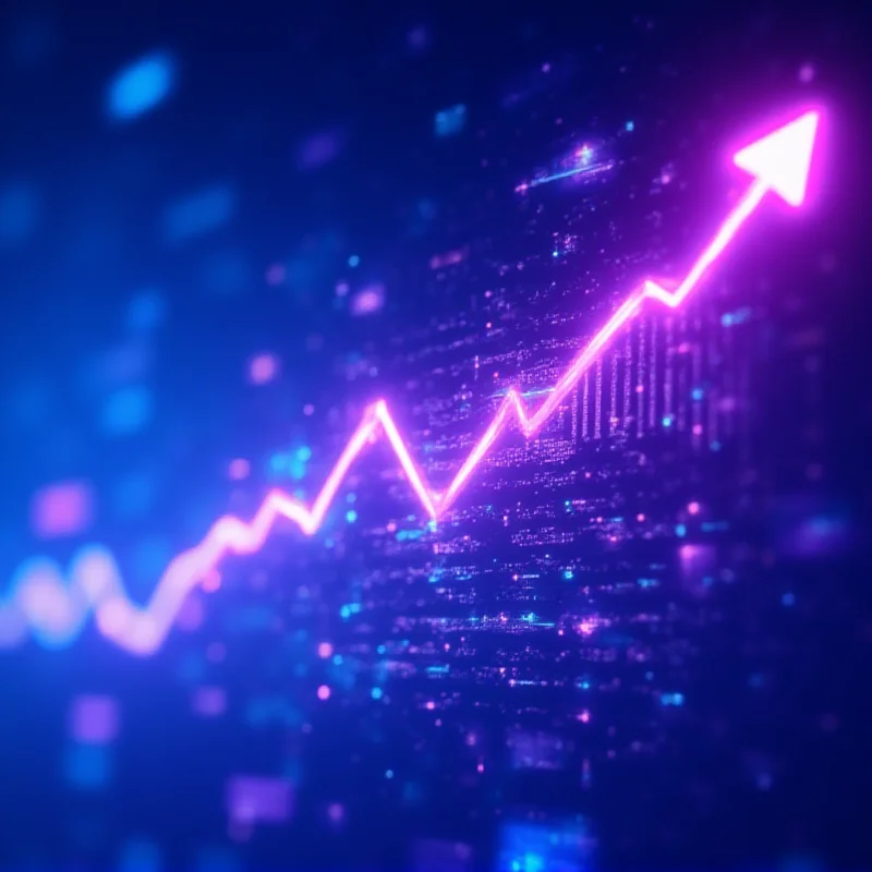 A stylized graphic representing exponential growth in the AI sector. The graphic uses bright colors and sharp lines to convey a sense of rapid advancement and investment.