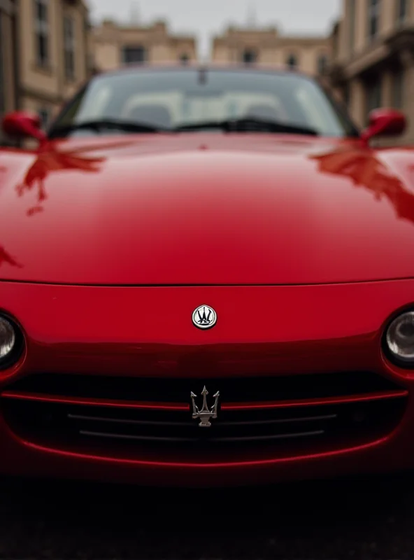 Close-up of the Maserati MC20's front grill and headlights