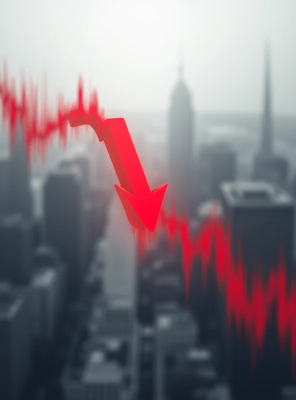 A downward trending stock chart with a red arrow pointing down, symbolizing a stock market decline.