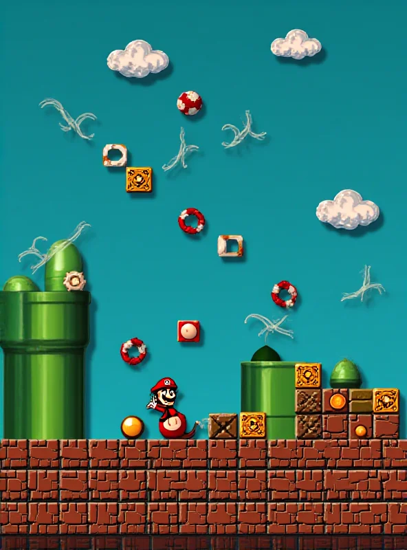 AI playing Super Mario, screen capture of the game with AI overlay