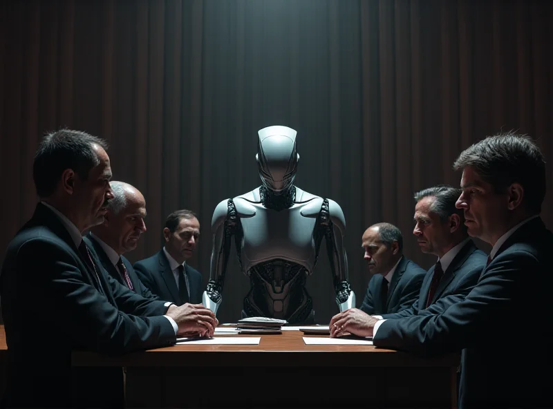 A dramatic courtroom scene with an AI robot on trial for copyright infringement, artistic rendering.