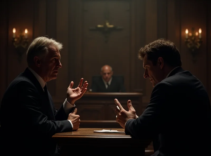 A courtroom scene with lawyers arguing a case