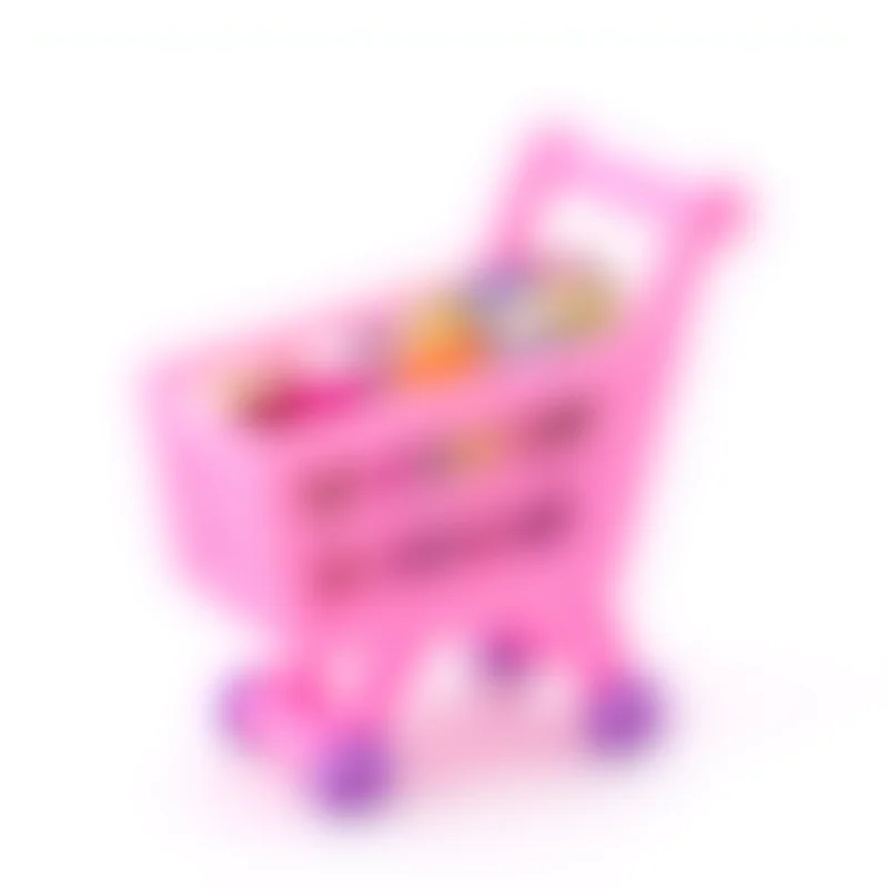 Disney Junior Minnie Mouse Bowtique Shopping Cart with play food items.