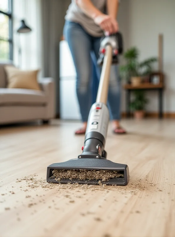 Lubluelu Cordless Vacuum Cleaner in use on a hardwood floor.