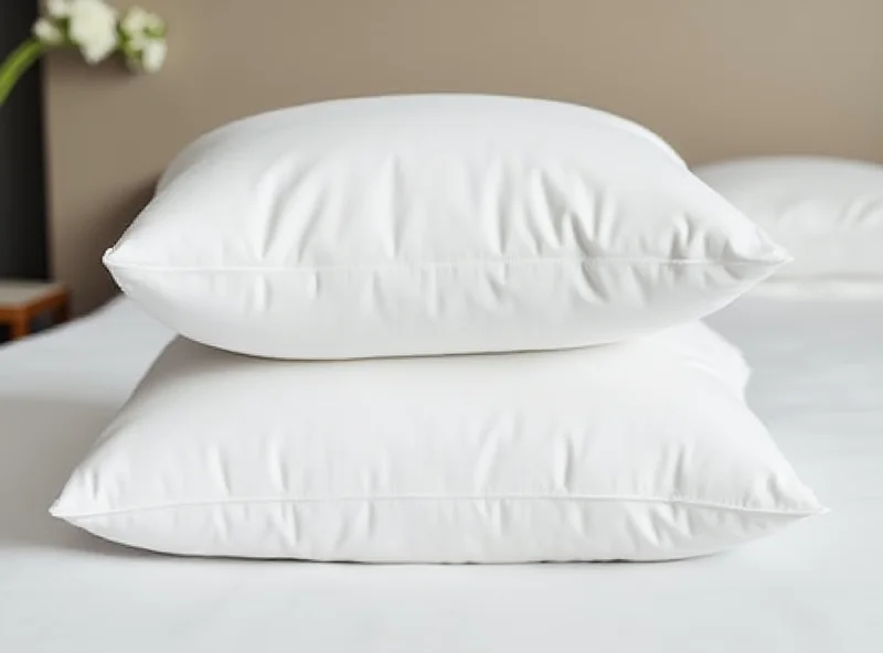 Stack of Tempur-Pedic pillows and a folded sheet set on a bed.