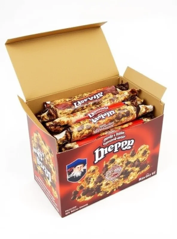 A box of Quaker Chewy Granola Bars, Chewy & Dipps, opened to show the bars inside