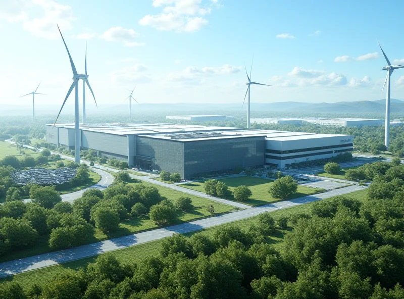 Rendering of a massive Amazon data center, powered by GE Vernova energy solutions.