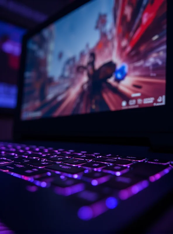 Close-up of the ASUS ROG Strix G16 gaming laptop keyboard and screen