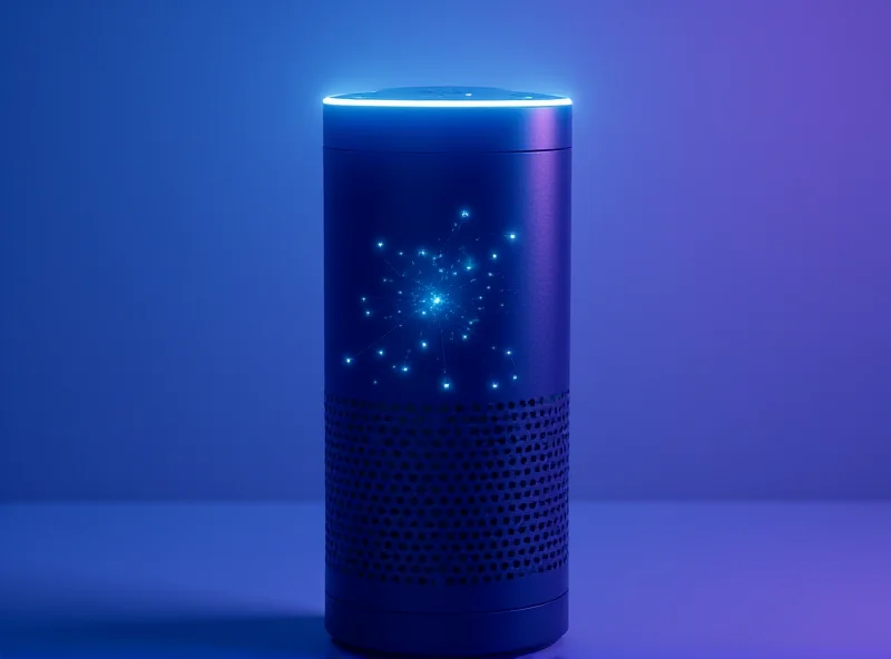 Illustration of a futuristic Alexa device with AI enhancements.