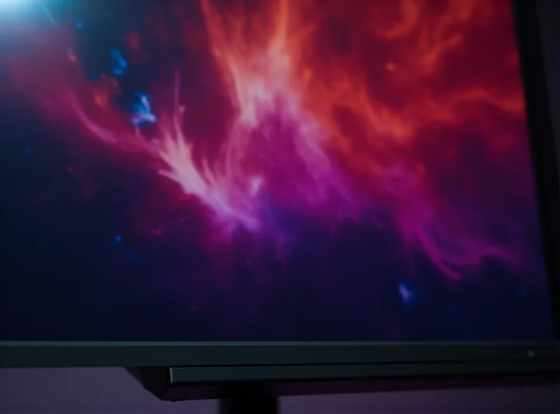 Close-up of the Gigabyte Aorus FO27Q3 monitor, showcasing its sleek design and vibrant display.