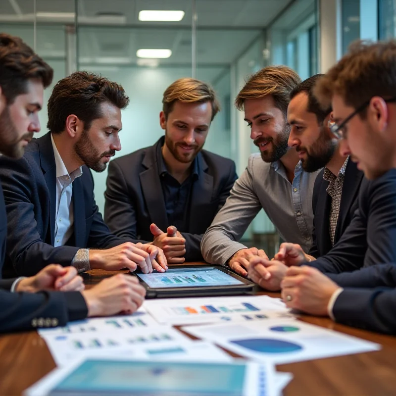 A diverse group of people discussing financial investments