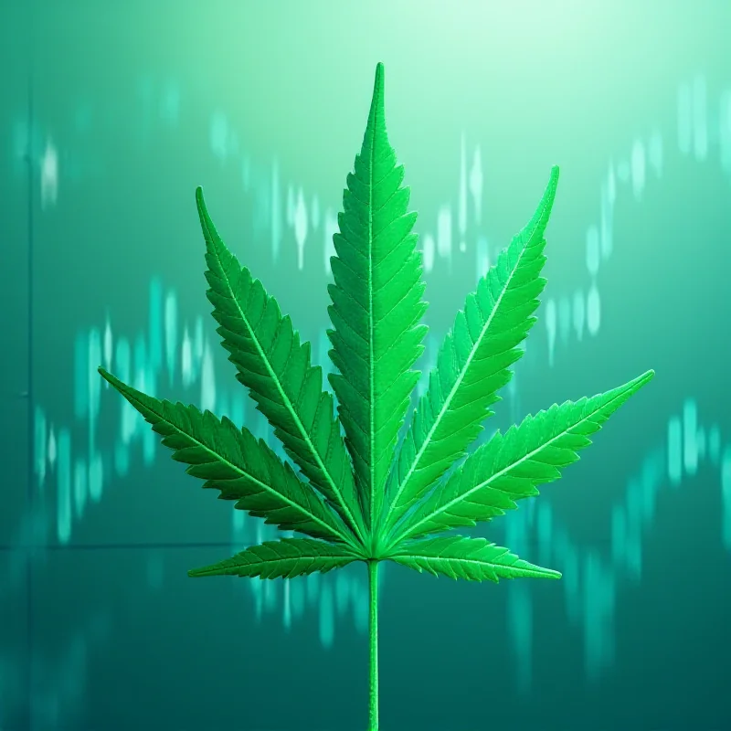 A stylized image of cannabis leaves with financial charts overlaid, representing the intersection of the cannabis industry and financial analysis.