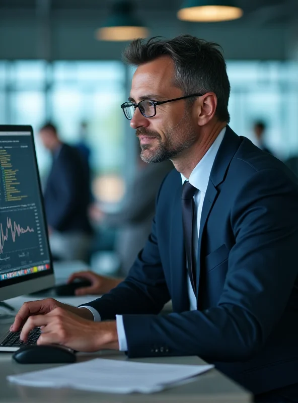 Image of a financial analyst working at a computer