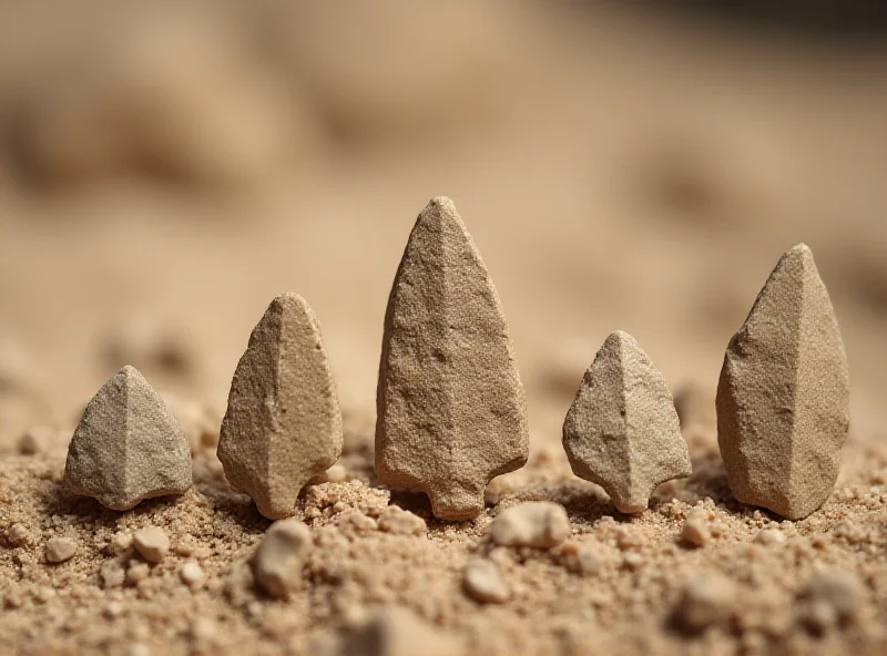 Close-up of ancient stone blades