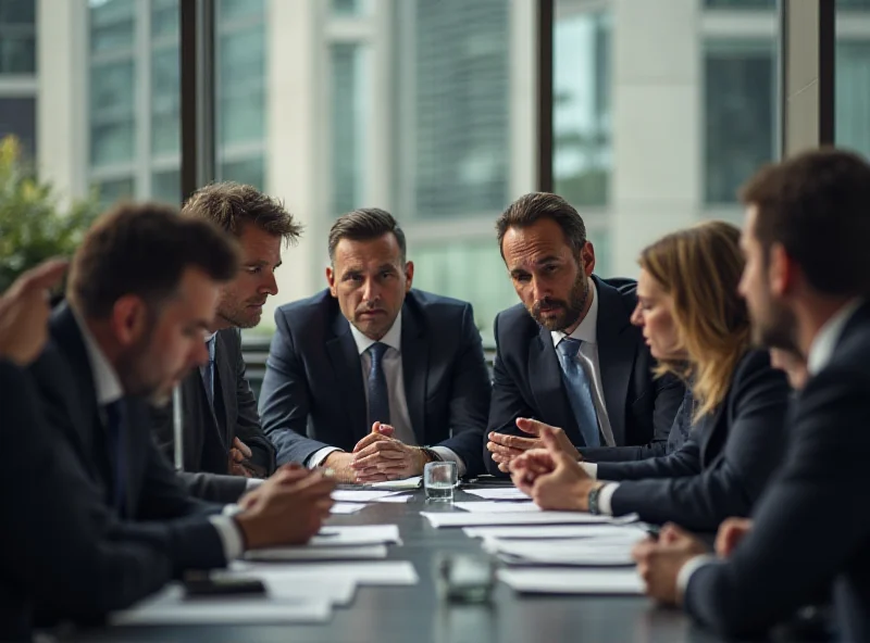 A group of worried business leaders discussing the political situation in Valencia