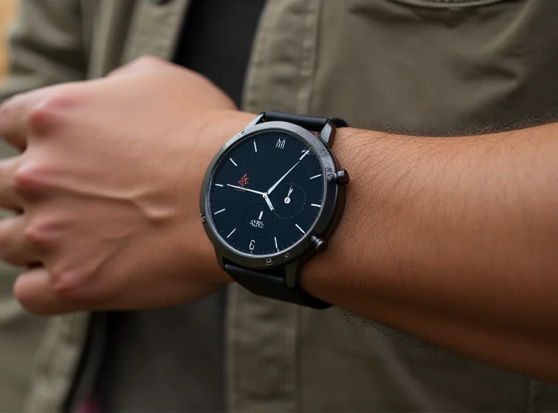 Close-up shot of the OnePlus Watch 2R on a wrist, showing the sleek design.