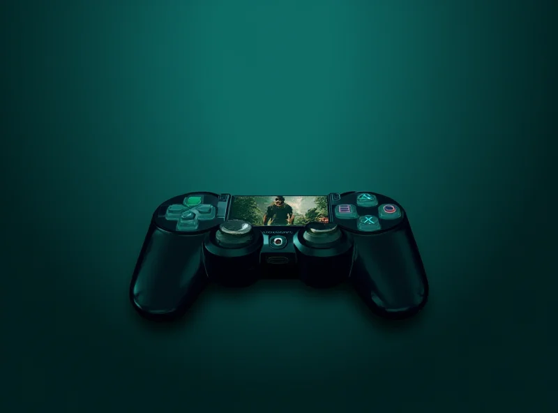 Stylized image of a PS3 controller and an Android phone screen with a game on it