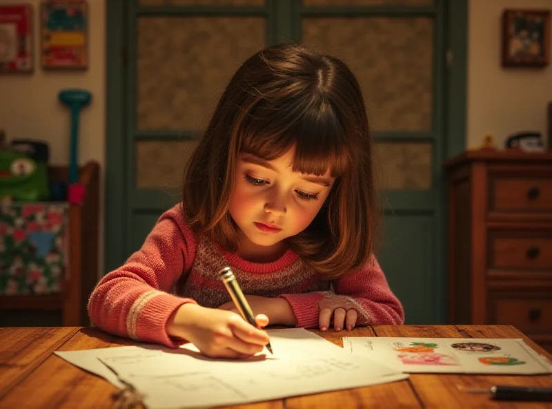 Anitta as a child writing a letter to her mother