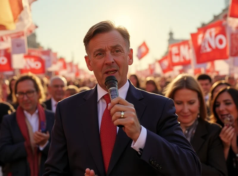 Andrej Babiš speaking at a political rally