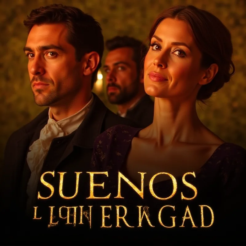 A promotional poster for 'Sueños de Libertad,' featuring the main cast members in period clothing.