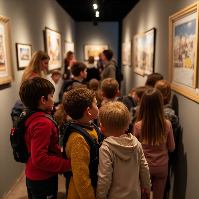 Children with autism spectrum disorder exploring an exhibition at MAS Antwerp