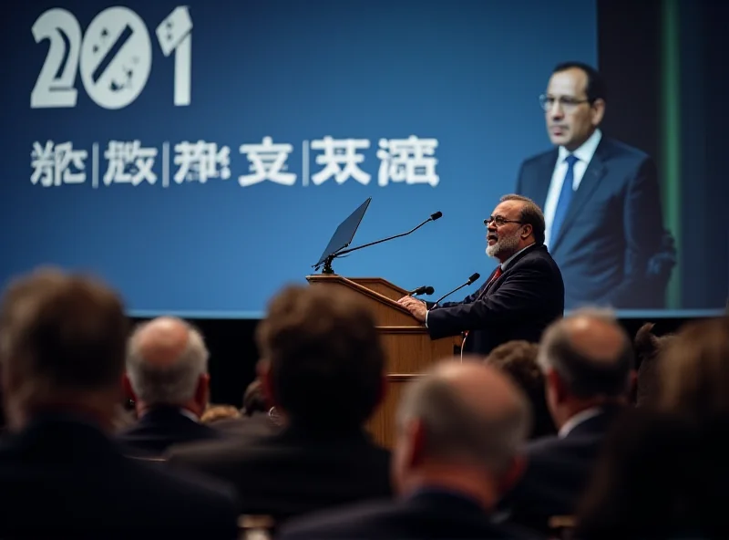 Anwar Ibrahim delivering a speech at an economic forum