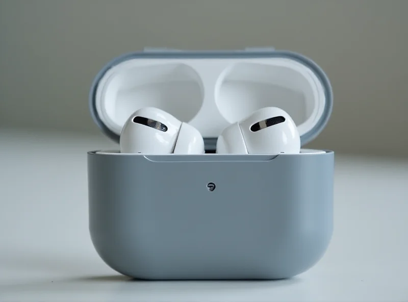 Close-up of AirPods Pro in their charging case, showcasing the sleek design and compact size.