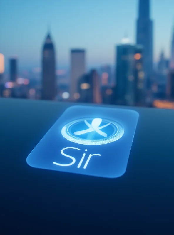 A close-up of the Siri icon on an iPhone, with a blurred background of futuristic city skyline, symbolizing the promise of advanced AI integration.