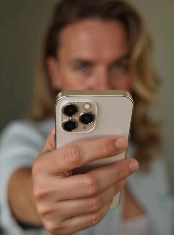 Close-up shot of a person holding an iPhone 16e, showcasing its design and highlighting the absence of MagSafe.