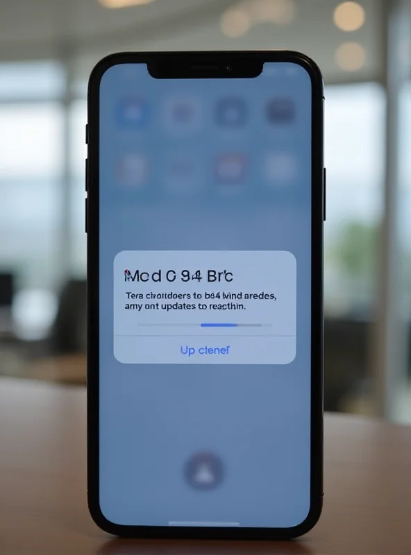 A close-up shot of an iPhone screen displaying the iOS 18.4 beta update screen, with the Apple logo visible at the top.