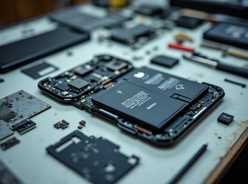 Disassembled iPhone 16e showing internal components