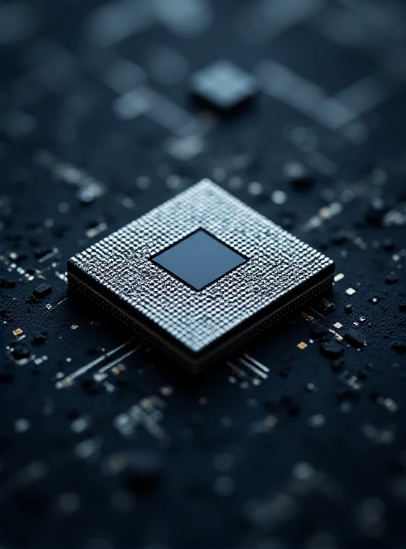 Close-up shot of an Apple M3 Ultra chip, highlighting its intricate design and advanced technology.