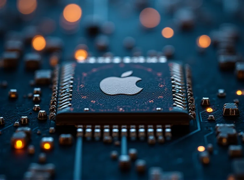 Close up of an Apple M3 chip on a circuit board