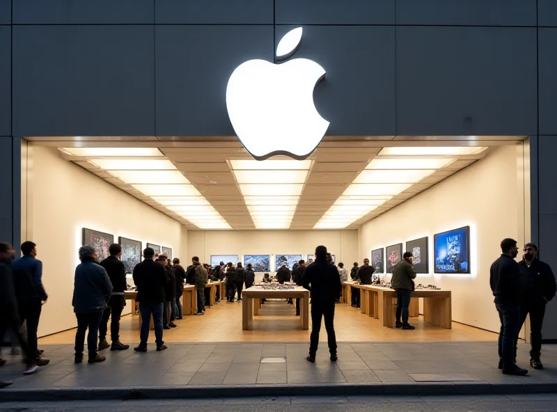 Apple store with people browsing products