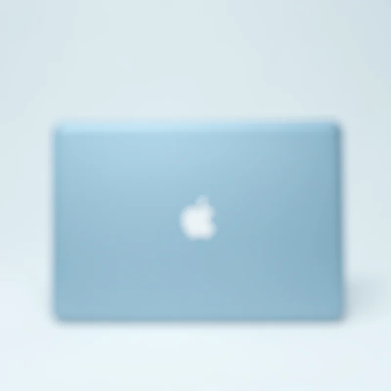 A comparison shot of the new Sky Blue MacBook Air alongside the previous Space Gray model, highlighting the color difference.